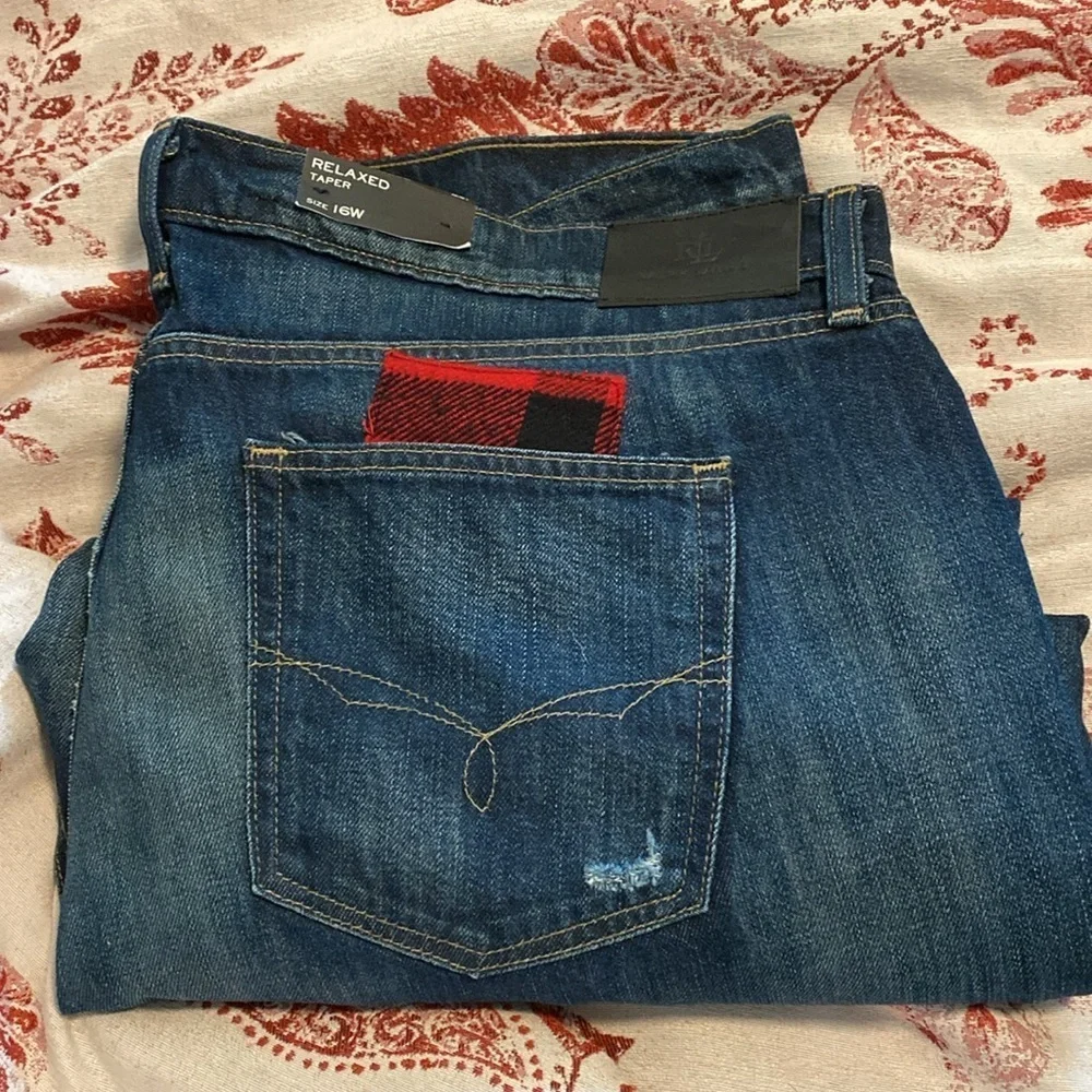 Plus Size Authentic Ralph Lauren Denim Patchwork Jeans - Picture 7 of 14